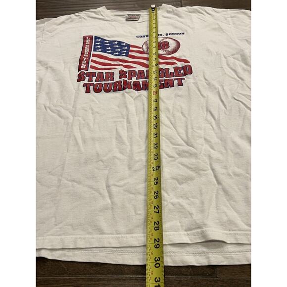 Vtg 90s Oneita Star Spangled Tournament Corvalis Oregon Baseball Tshirt Size XL - Picture 8 of 8